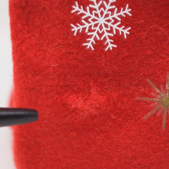 Lindt Holiday Felt Gift Bag Empty Christmas Snowflakes Stars Ribbon Red Wrap - Picture 5 of 14